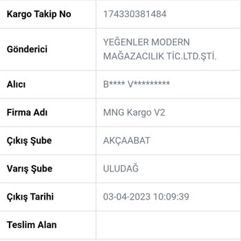 Mng Kargo Uludağ Şubesi Siparişimi Teslim Etmedi