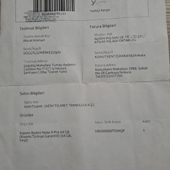 Xiaomi Redmi Note9 Türkiye Garantili Cihazın Onarımı İçin Ücret Talebi