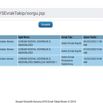 SGK Gelen Evrak Dosyasına Kaldırılmış