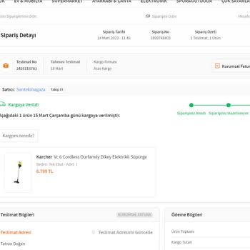Santek Teknik Hırdavat 6799 Liralık&nbsp; Ürünü De Para İademi De Vermediler