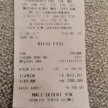 Çuhadaroğlu Dayanıklı Tüketim Malları Teslim Almadığım Ürün İade Yapılmıyor