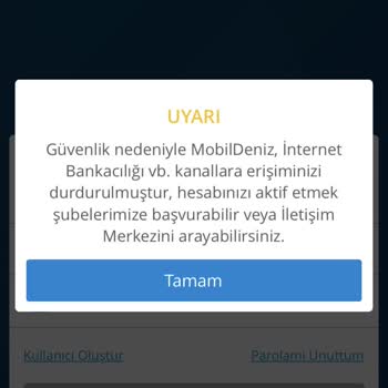 Denizbank Mobil Erişim Engeli