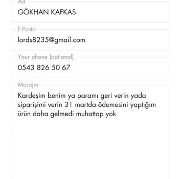 incigul.com Siparişimi Aldılar Parasını Ödedim