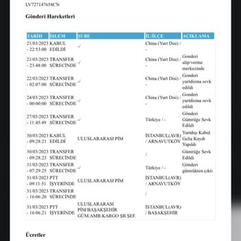 PTT Kargo Uluslararası PİM/Başakşehir Güm. AMB. Kargo Şb... Şef.