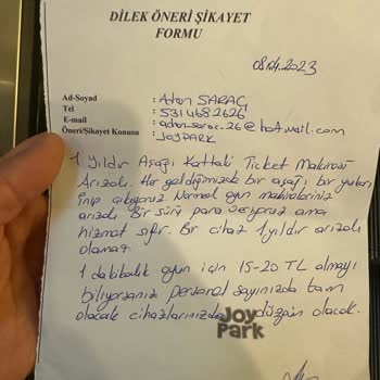 Kanatlı AVM Joypark Oyun Alanındaki Makinelerin Arızası