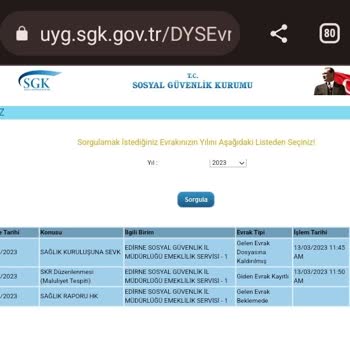 13.03.23 Ten 08.04.2023 SGK Gelen Evrak Beklemede Yazıyor