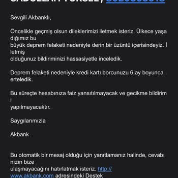 Akbank Deprem Bölgesi Erteleme Yalanı