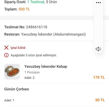 Yavuzbey Restaurant Siparişi 1 Saat Sonra Kafalarına Göre Yemek Siparişini İptal Ediyor