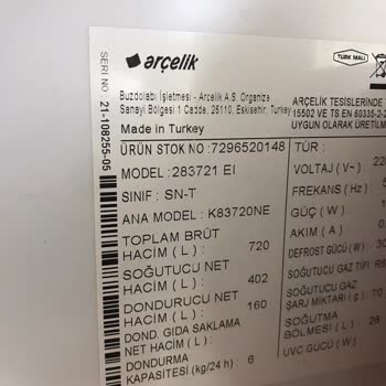 Arçelik 283721 Eı Model Dolabının Üst Kısmında Soğutmuyor