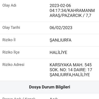 Kahramanmaraş Depreminde DASK Ödemesi
