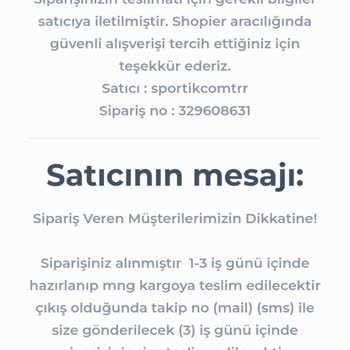 Sportik.tc Ürünün Kargoya Verilmemesi