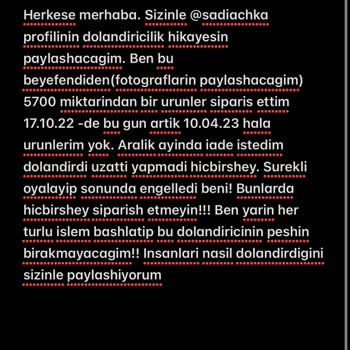 Thesaidochka (Instagram)  İade Yapmama