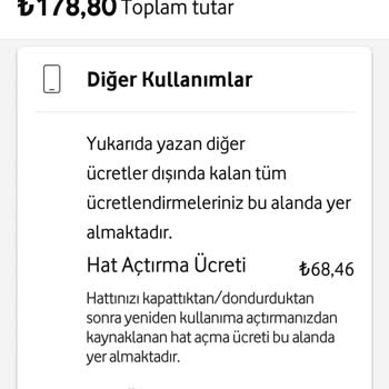 Vodafone Hat Kısıtlama Hat Kapama Açma Ücreti