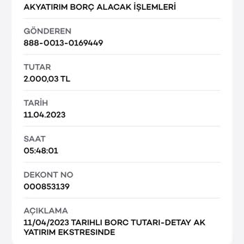 Akbank Hisse Senedi Alacak Bakiyesi
