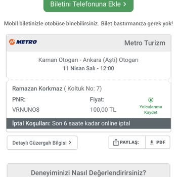 Metro Turizm Mağdur Kaldım Ve Erken Gitti Otobüs