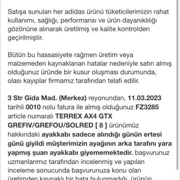 Adidas Hediye Ürün Değişim Yapmaması