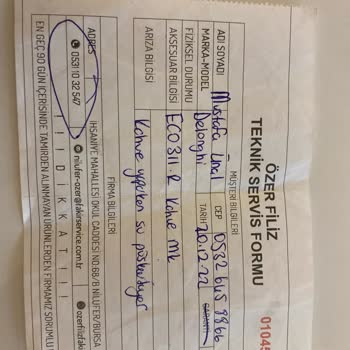 Delonghi Yetkili Servis Yalan Söylüyor Ve Ürünümü İzinsiz Olarak Ürüne El Koydu