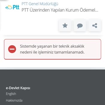PTT Bank PTT Kurum Ödemeleri Sorgulama Ve Aktarma Ekranı Çalışmıyor