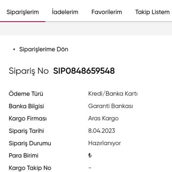 GS Store Sipariş Kargoya Verilmemekte, Hazırlanıyor Gözükmekte.