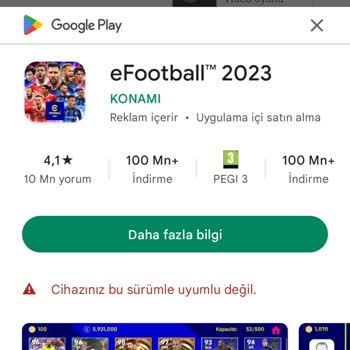 Samsung Telefon Efootball Hata Veriyor
