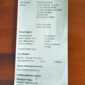 Hasarlı Bosch Çamaşır Makinesi