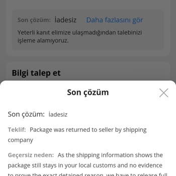 Aliexpress Gümrükten Geçmeyen Ürün