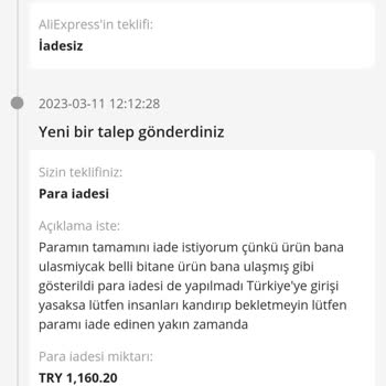 Aliexpress Gümrükten Geçmeyen Ürün