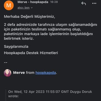 Hoopkapıda Firmanın Kargomuzu Getirmeyip İade Etmesi