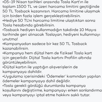 Tosla Bana Özel Kampanya