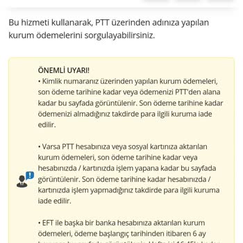e-Devlet (Turkiye.gov.tr) PTT Üzerinden Yapılan Kurum Ödemeleri Sistem Hatası