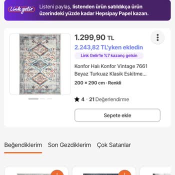 Hepsiburada Konfor Halı İndirim Aldatmacasında Bulunuyor.