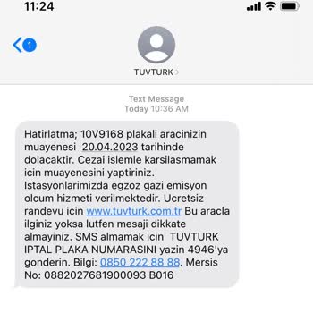 Tüvtürk'ten Bana Ait Olmayan Bir Araçla İlgili Mesaj Geldi