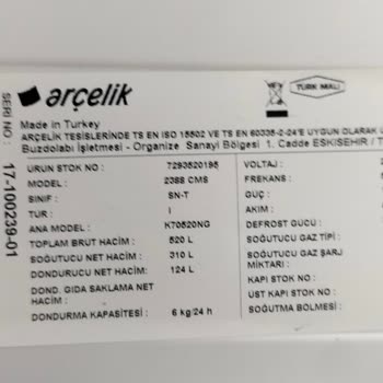 Arçelik Buzdolabı Kapağı Hasarı
