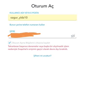 Snapchat Hesabıma Giriş Yapamıyorum
