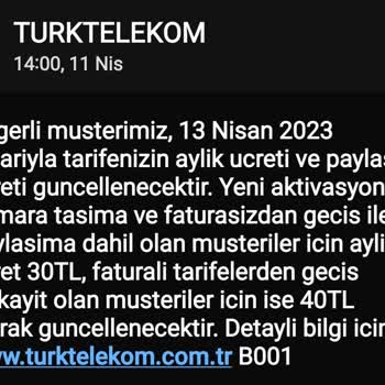 Türk Telekom Telefon Fatura Tutarı