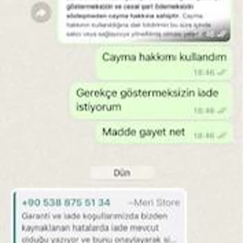 Meri Store Un İade Yapmayı Kabul Etmemesi