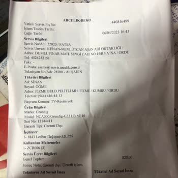 Arçelik (Ordu /Fatsa) Servisi Sıkıntılı