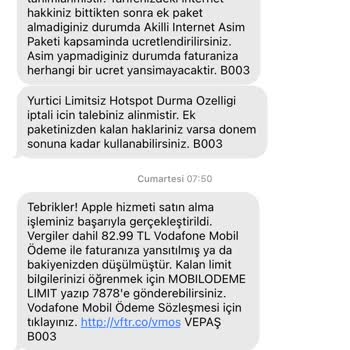Vodafone Mobil Ödeme İle Apple Hizmeti Satın Alma Sorunu