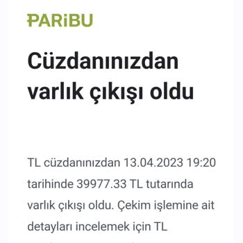 Paribu Paramı Hesabıma Yatırmadılar! Paramın İadesini İstiyorum 103 TL Zarar