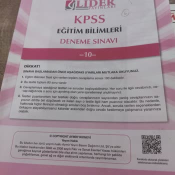 Lider Yayınları Denemenin Cevap Anahtarı Yok