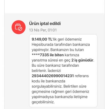 VakıfBank Kredi Kartına İptal Edilen Ürün Ücretinin Yansıtılması.