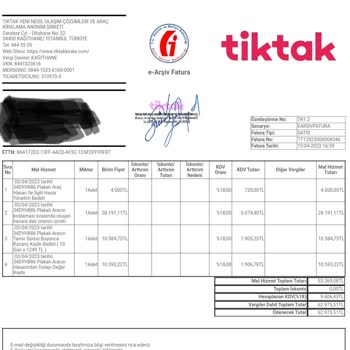 Tiktak Kaza Faturası Ve Ekstra Çıkarılan Ücretler