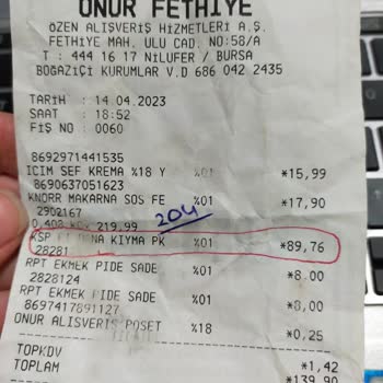 Bursa Fethiye Onur Market'ten Aldığım Kıyma Bozuk Çıktı
