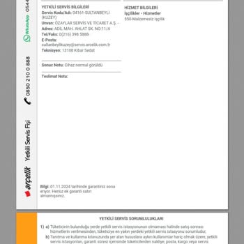 Arçelik Buzdolabı Arızasına Destek Vermiyor