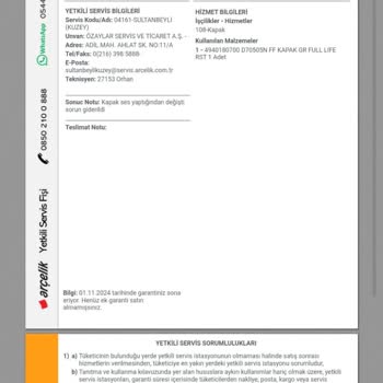 Arçelik Buzdolabı Arızasına Destek Vermiyor