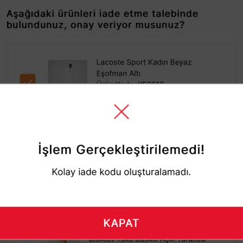 Occasion İade Kodu Sorunu