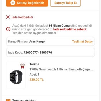 Torima Akıllı Saat Bozuk Geldi Parasını İade Etmediler