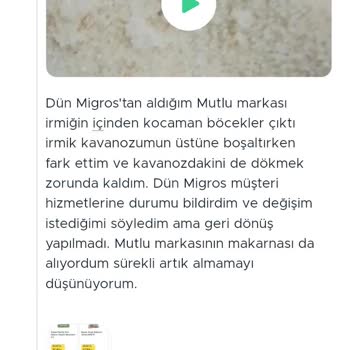 Mutlu Makarna Geri Dönüş Sağlamadı
