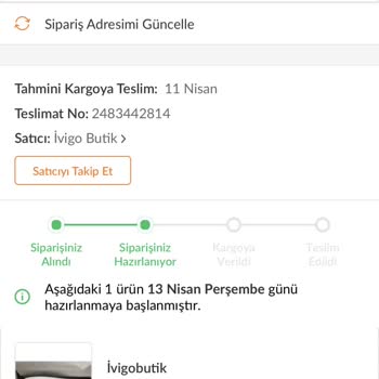 ivigo Sipariş Hazır Olmaması