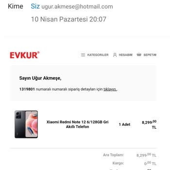 Evkur'dan Xiaomi Note 12 Telefon Siparişi Verdim Ama 5 Gündür Elime Ulaşmadı